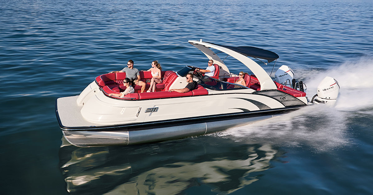 2026 Bennington pontoon boat on Southwest Florida water — available at The Boat House Naples
